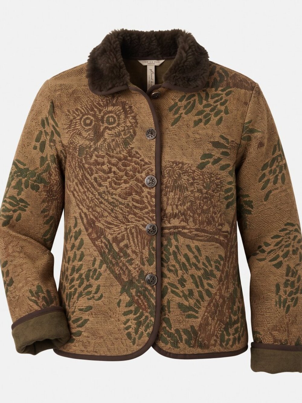 90s Cedar Canyon Owl Tapestry Boho Wool Blend Jacket, Medium